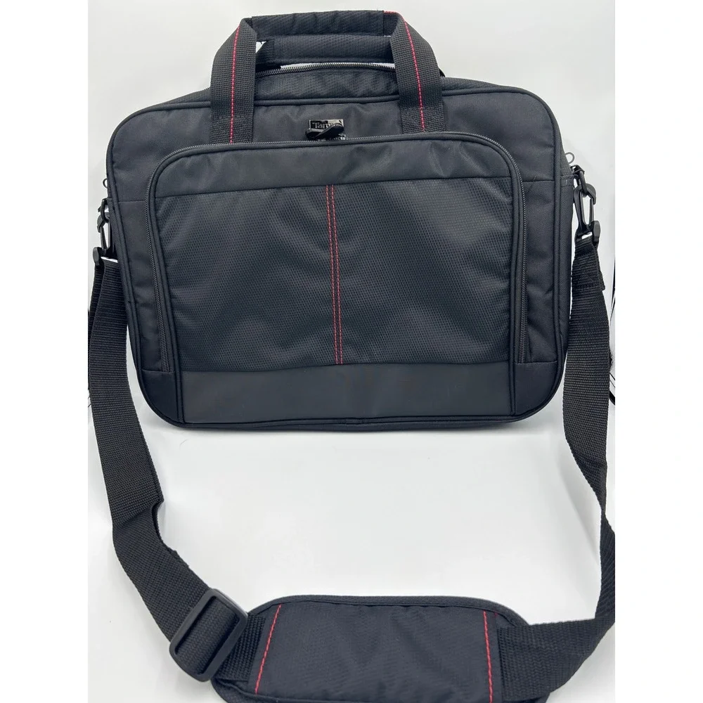 Targus Black Nylon Laptop Messenger‎ Bag Red Stitching Briefcase Case TBT238US